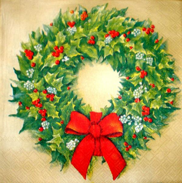 027 Christmas Flowers - 3-ply (cream)